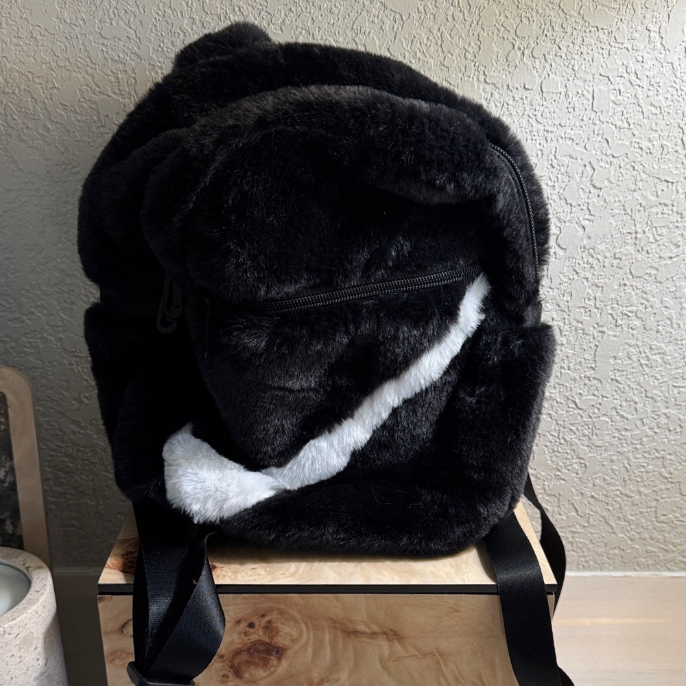 Nike Black Faux Fur Backpack BNWOT